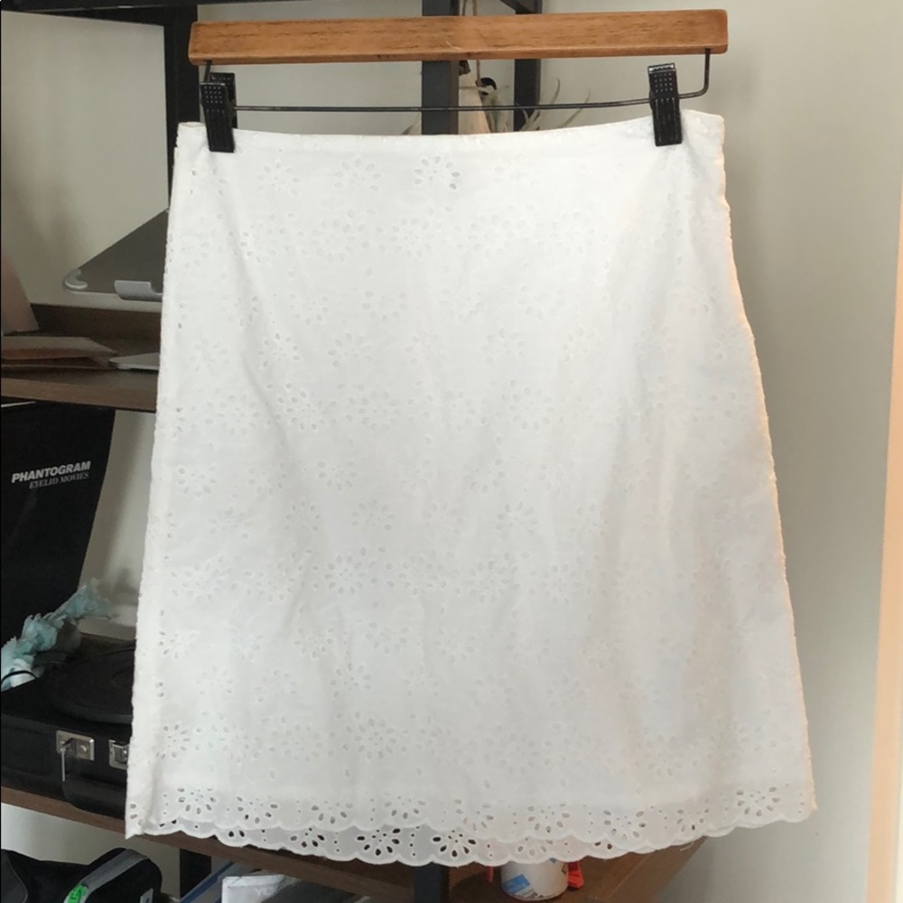J Crew white cotton eyelet skirt